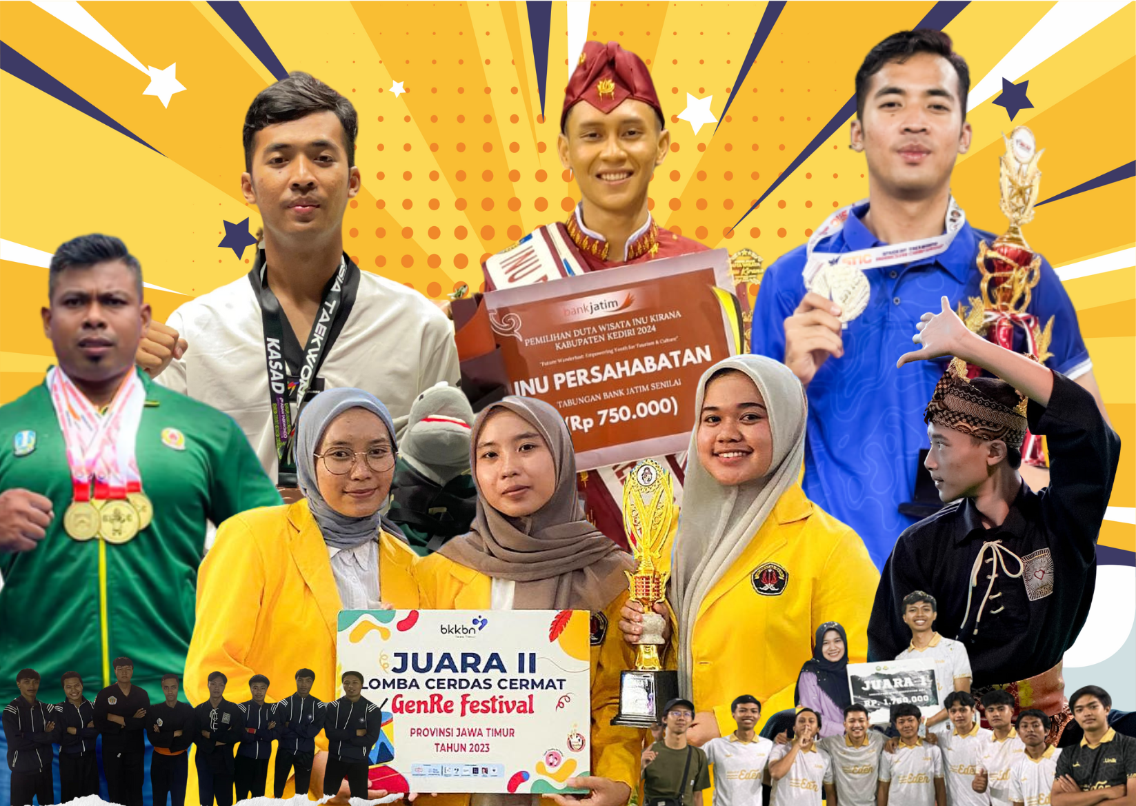 Mahasiswa berprestasi menerima penghargaan