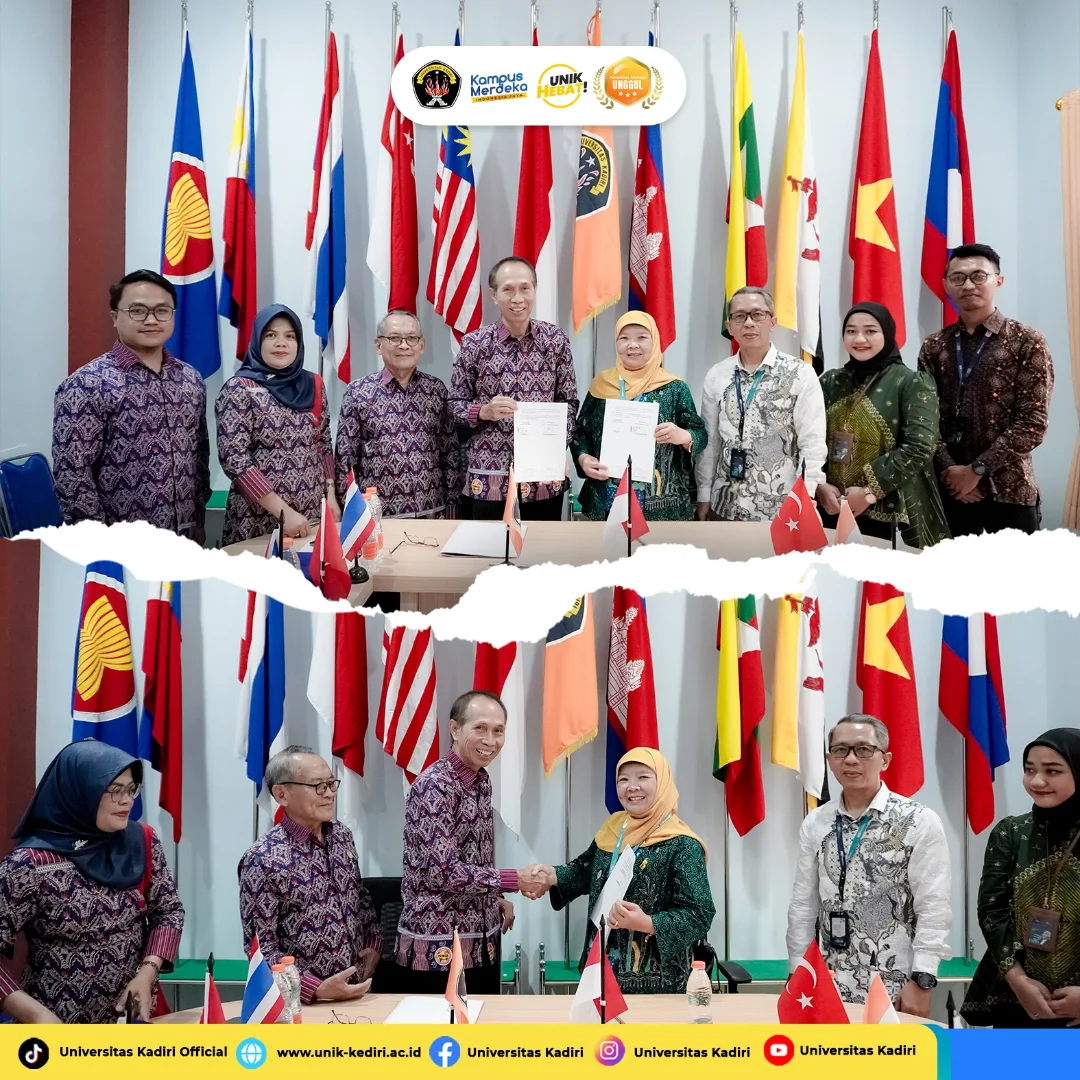 Kantor layanan mahasiswa dengan staf membantu